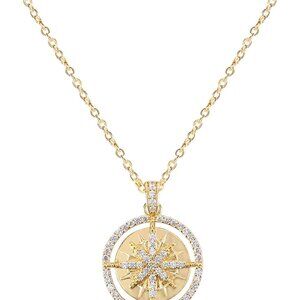 Gold Pendant Necklace for Women 14K Gold Plated Coin Pendant Necklace Adjustable